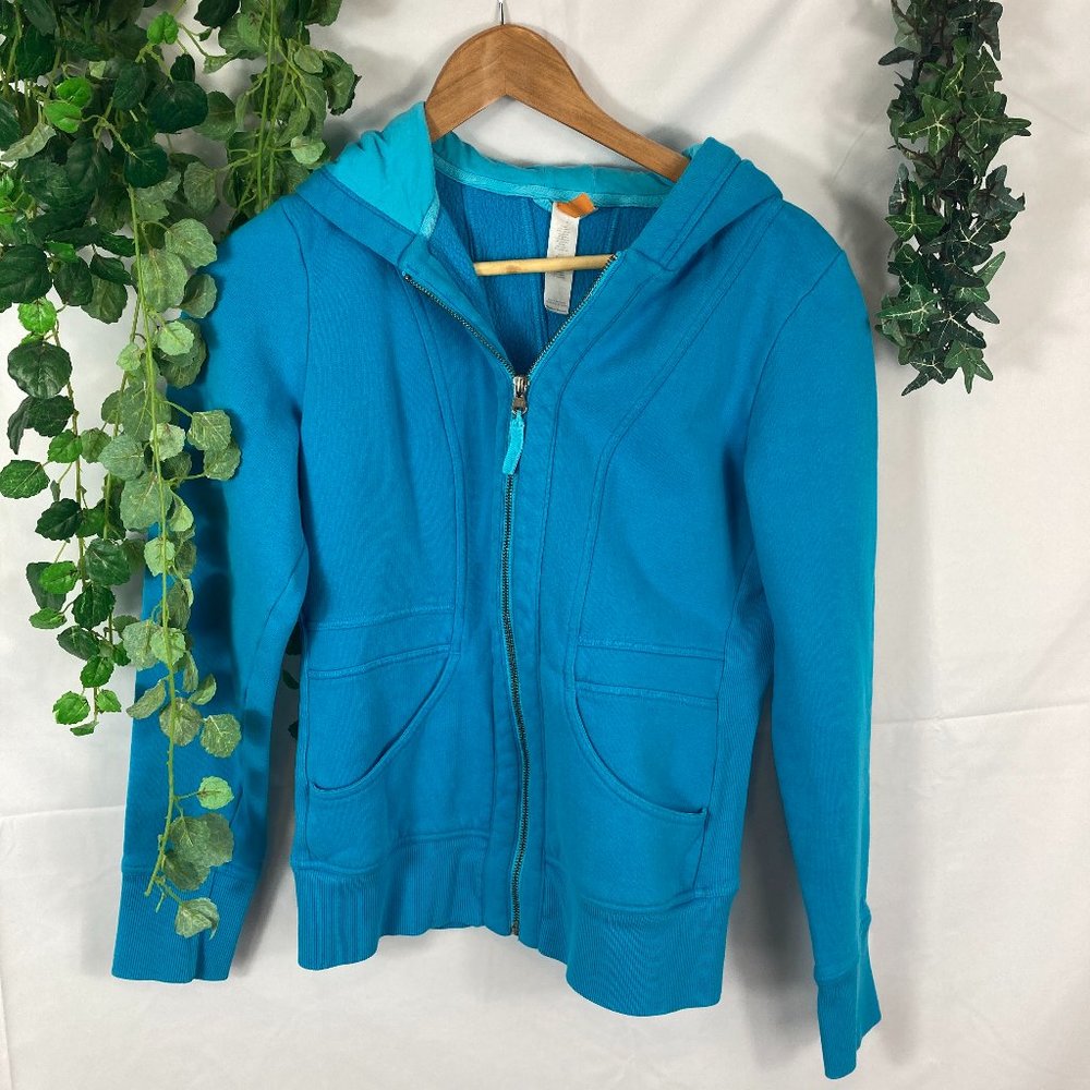 LUCY ZIP-UP TURQUOISE HOODED SWEATSHIRT